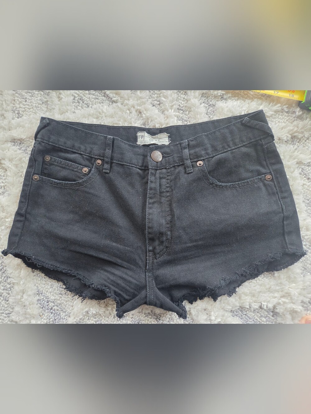 Free People Black Denim Shorts Micro Shorts